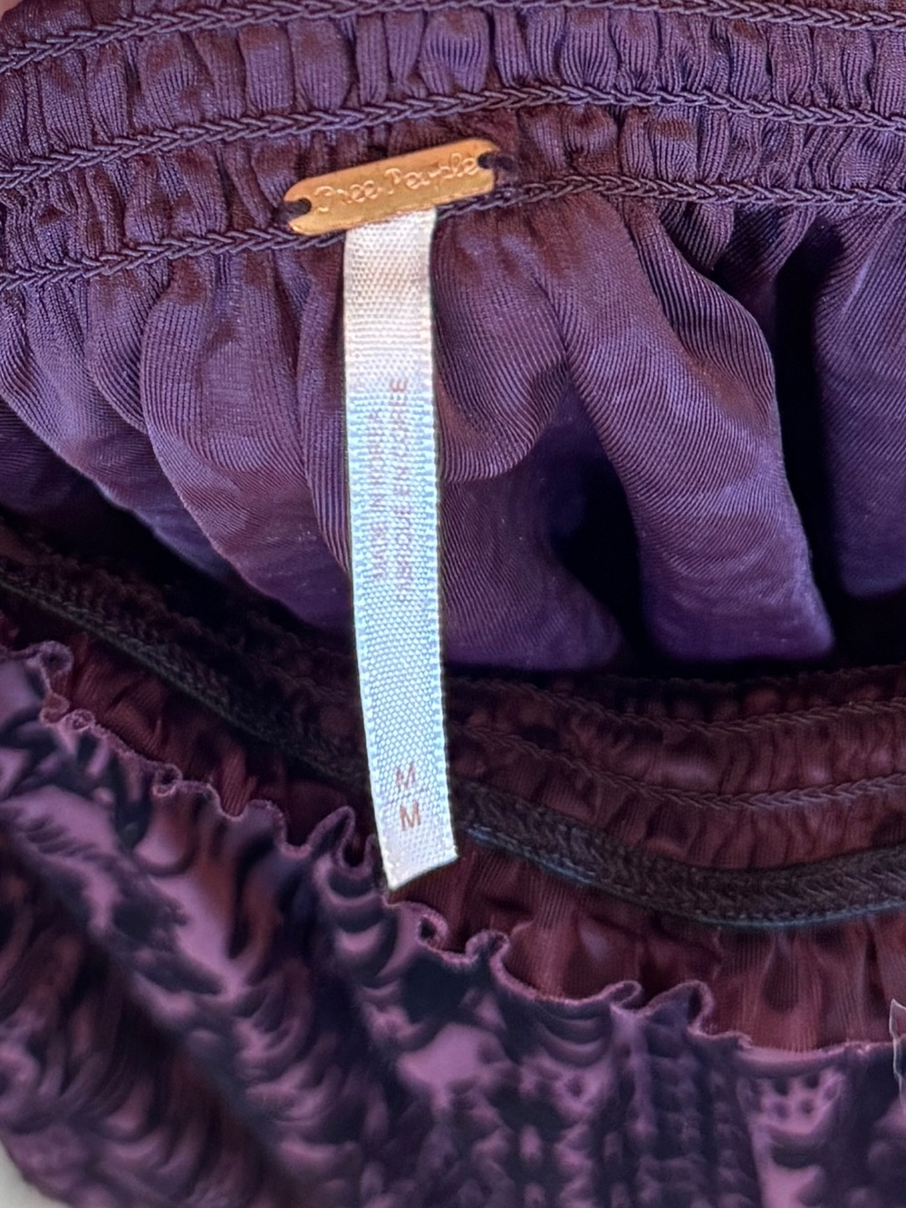 Free People Maroon Velvet Off Shoulder Top - Picture 2 of 2